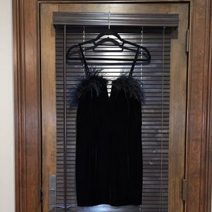 Feather Neckline Mini Dress